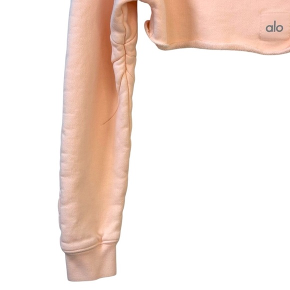 Alo - Women’s ‘Extreme Crop Crewneck’ Sweatshirt in Peachy Glow - Orange, Small - Picture 12 of 14